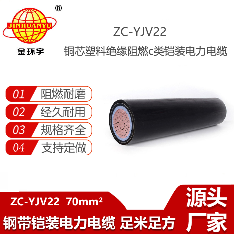 金環(huán)宇電纜 銅芯鎧裝電纜ZC-YJV22 1X70平方 阻燃電纜 深圳電纜
