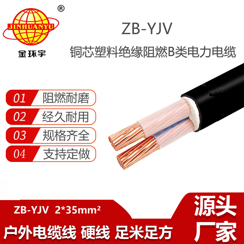 金環(huán)宇電線電纜 銅芯阻燃電纜ZB-YJV 2X35平方 深圳yjv電纜