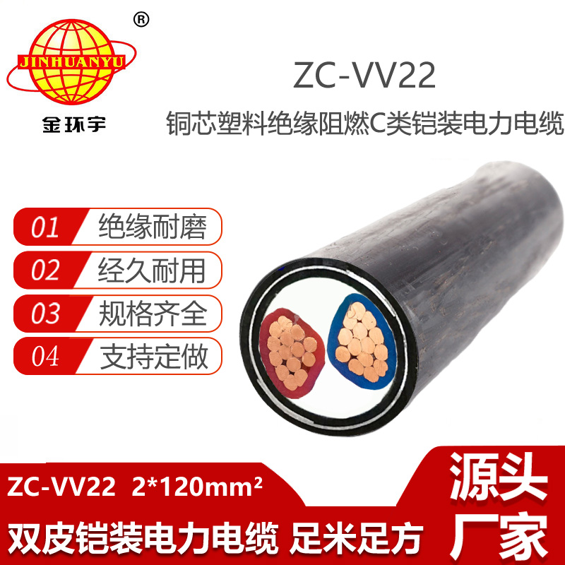 金環(huán)宇電線電纜 交聯(lián)阻燃電力電纜ZC-VV22-2X120 鎧裝電纜
