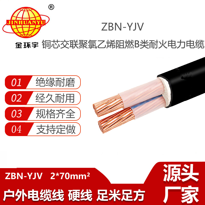 金環(huán)宇電線電纜 深圳阻燃耐火yjv電纜 ZBN-YJV 2X70平方 yjv電纜報價