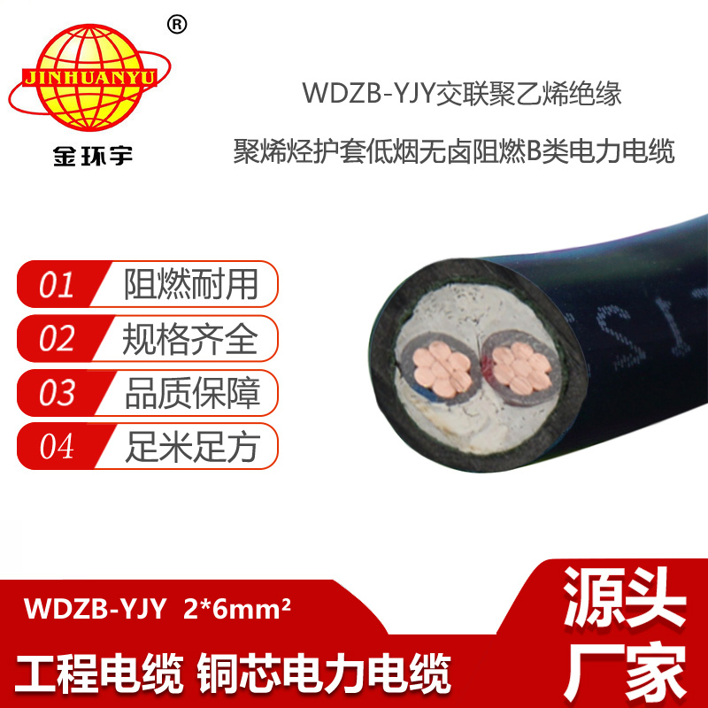 金環(huán)宇電線電纜 WDZB-YJY 2X6 銅芯 低煙無鹵阻燃銅芯電力電纜