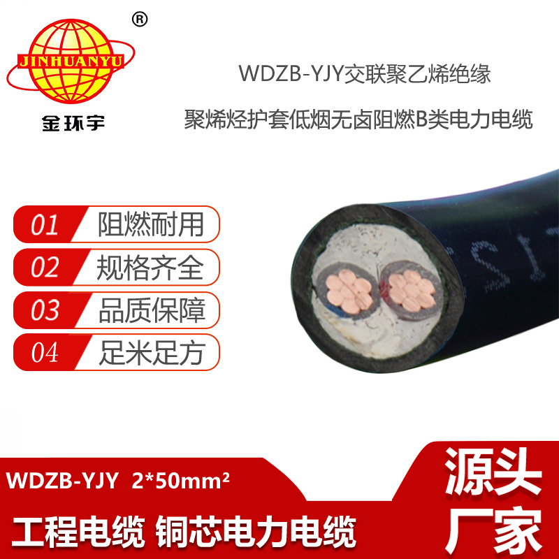 金環(huán)宇電線電纜  WDZB-YJY 2X50  yjv電纜 低煙無鹵電力電纜價格
