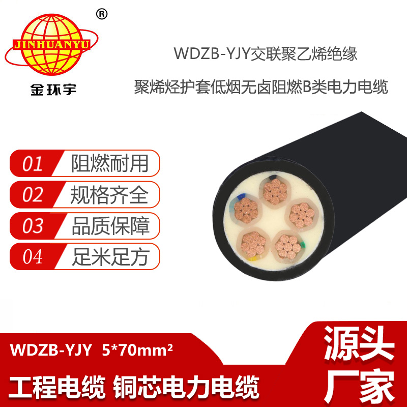 金環(huán)宇電線電纜 低壓環(huán)保電纜WDZB-YJY 5X70平方 低煙無(wú)鹵阻燃電纜