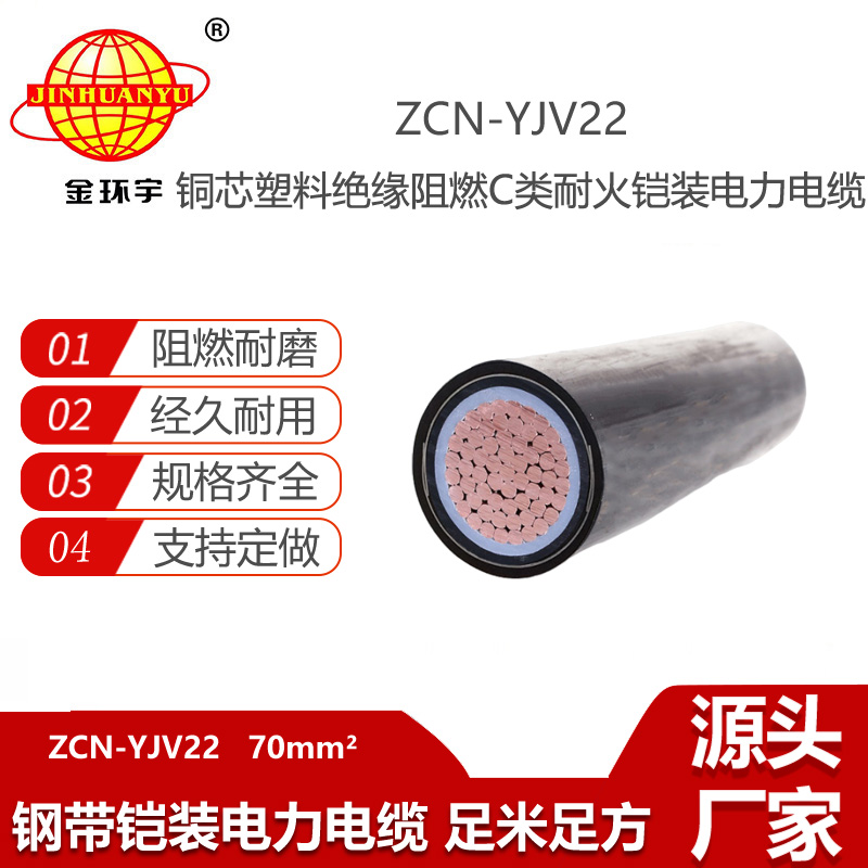 金環(huán)宇電線電纜 yjv22阻燃耐火電力電纜ZCN-YJV22-70平方 鎧裝電線電纜