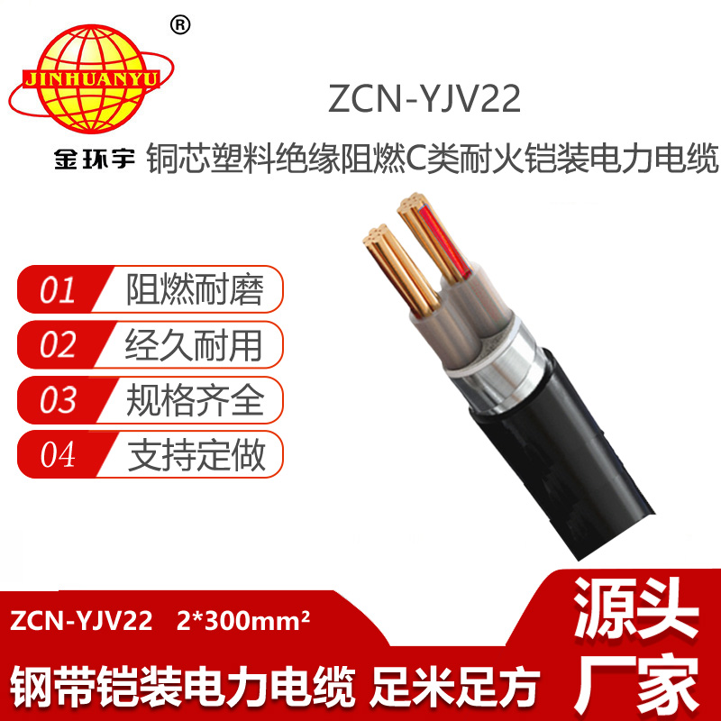 金環(huán)宇電線電纜 耐火阻燃電力電纜ZCN-YJV22-2X300平方 鋼帶鎧裝電纜