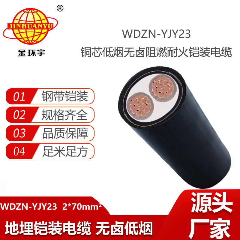 金環(huán)宇電纜 低煙無鹵電纜WDZN-YJY23-2X70平方 室外鎧裝耐火電纜