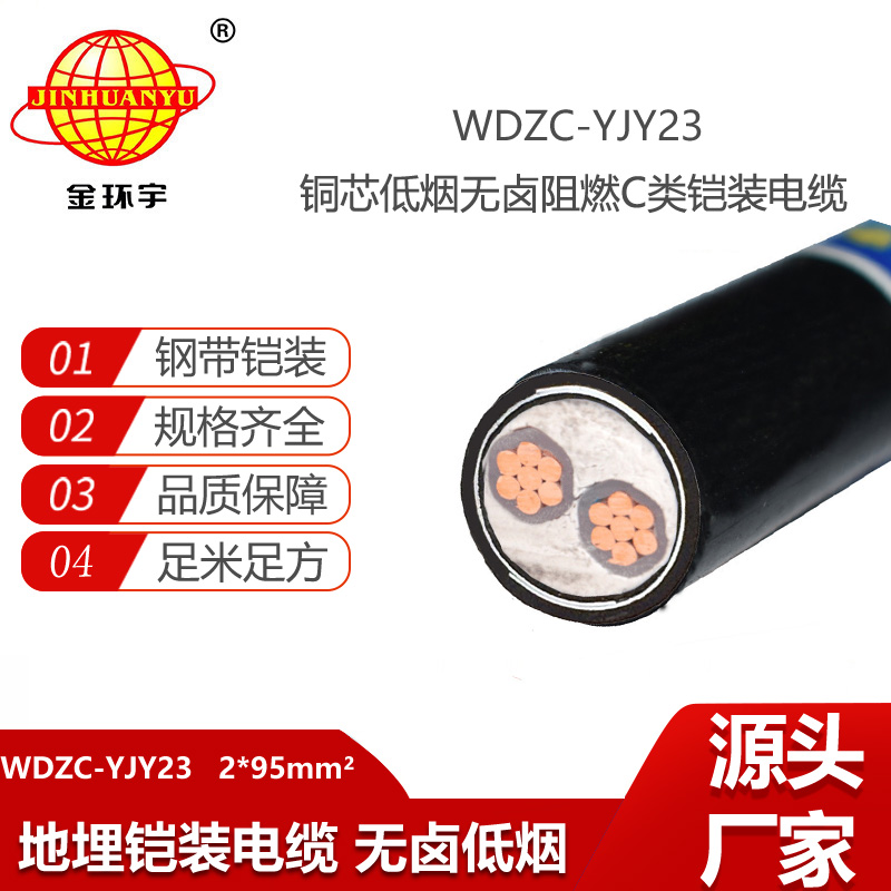 金環(huán)宇電線電纜 鎧裝電力電纜 WDZC-YJY23-2X95 深圳低煙無鹵阻燃電纜