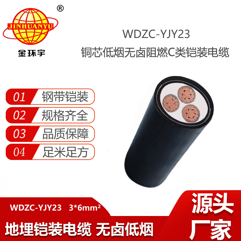 金環(huán)宇電線電纜 低煙無鹵阻燃電纜 3芯鎧裝電力電纜WDZC-YJY23-3X6