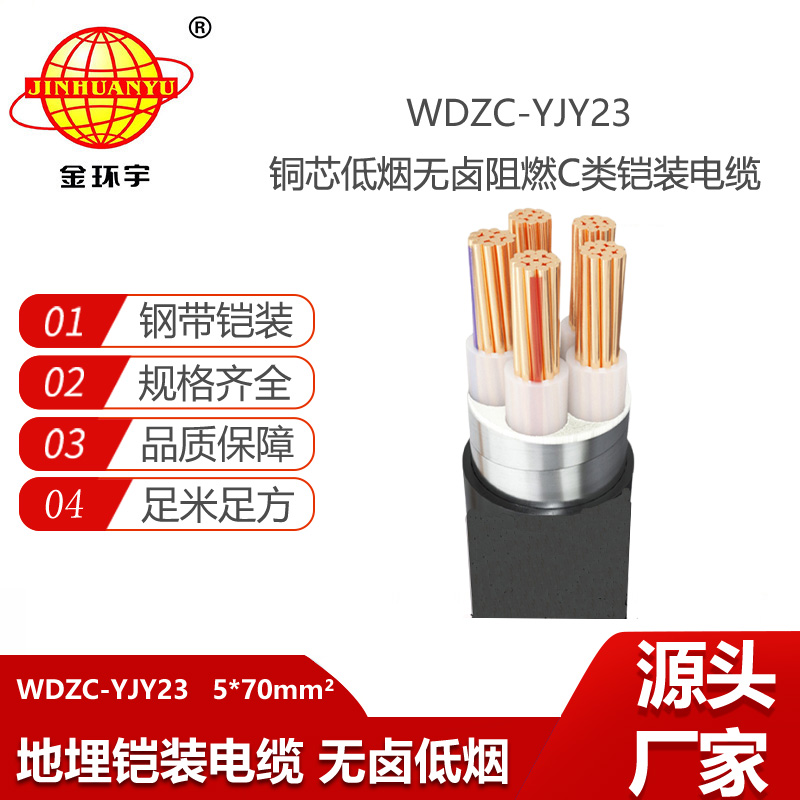 金環(huán)宇電線電纜 深圳低煙無鹵電纜廠家WDZC-YJY23-5X70平方 阻燃電纜