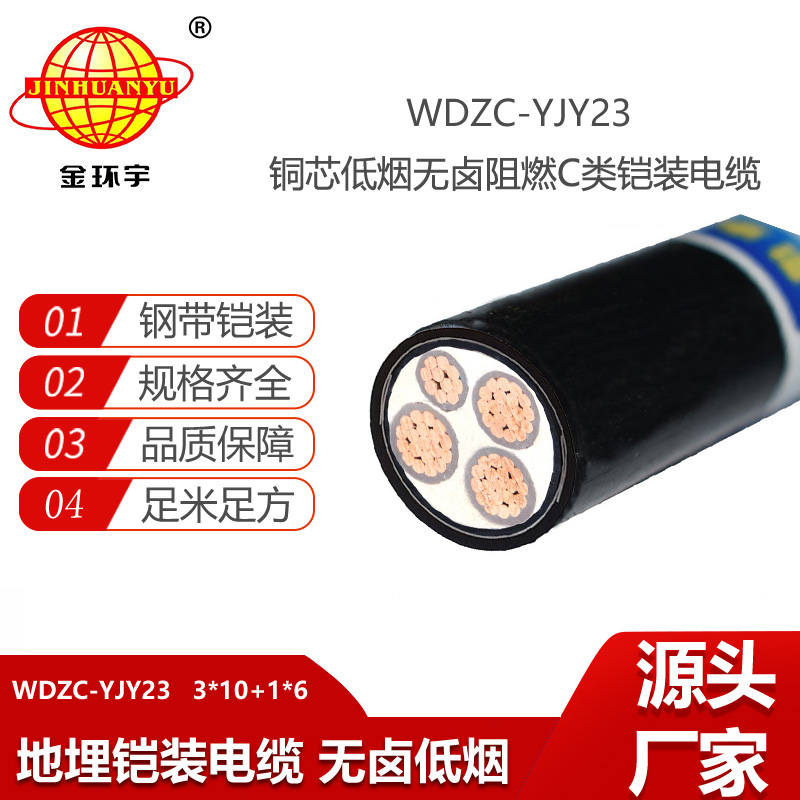 金環(huán)宇電線電纜 低煙無鹵電纜 c級阻燃電力電纜WDZC-YJY23-3X10+1X6平方