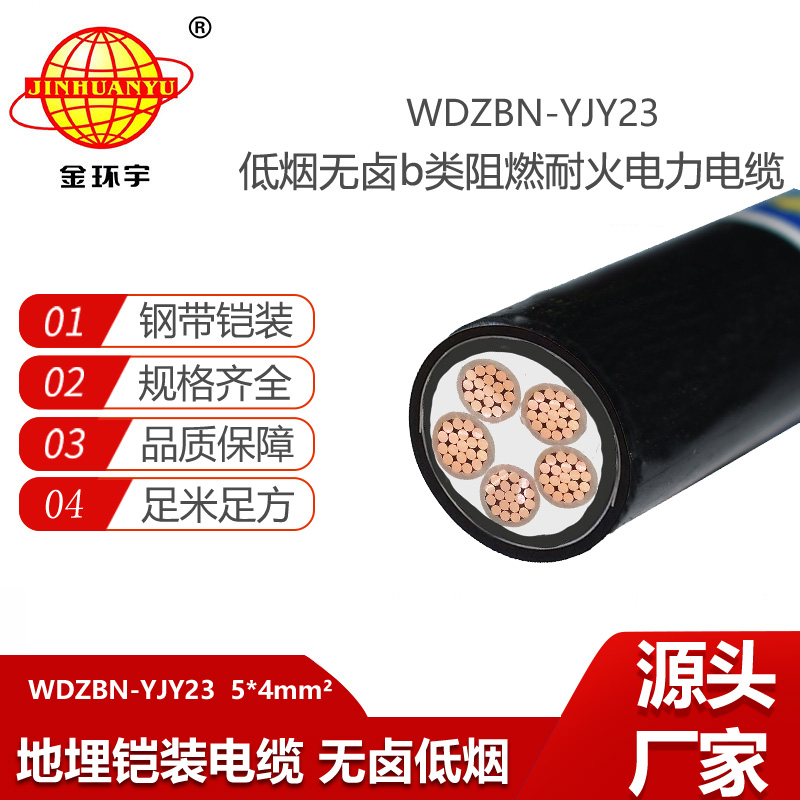 金環(huán)宇電線電纜 銅芯鎧裝電力電纜 阻燃耐火低煙無鹵電纜WDZBN-YJY23-5X4