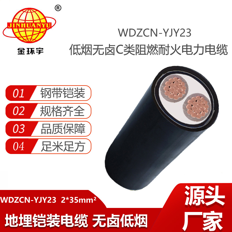 金環(huán)宇電纜 c級阻燃電力電纜WDZCN-YJY23-2X35平方  深圳低煙無鹵電纜