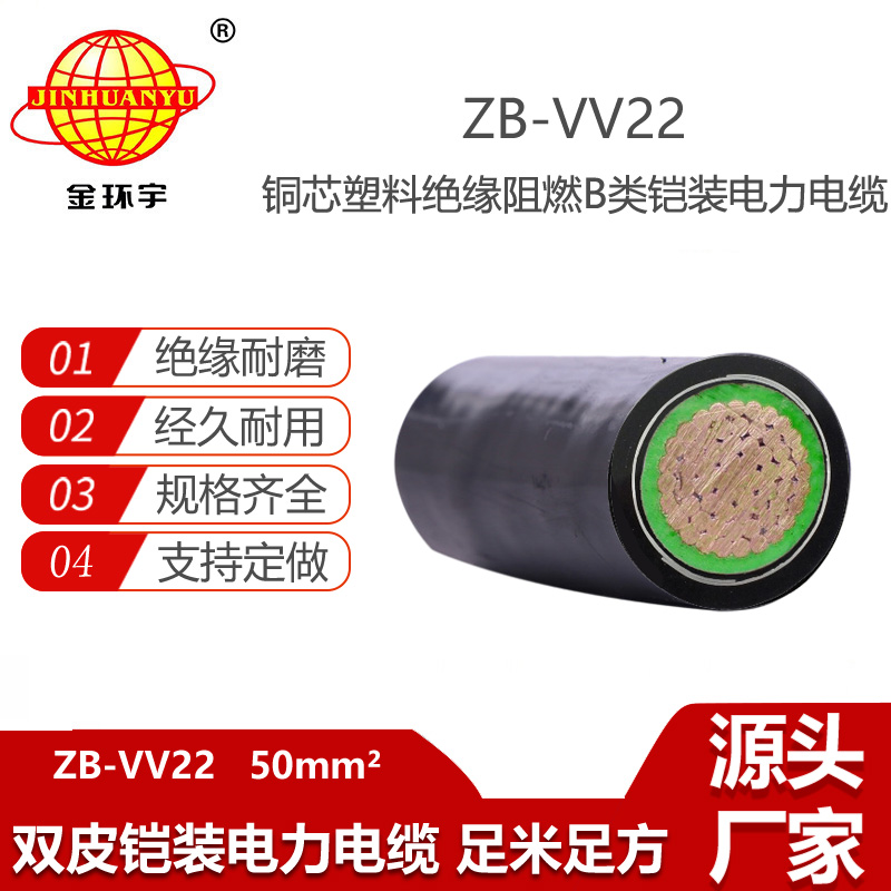 金環(huán)宇電線電纜 阻燃鎧裝低壓交聯(lián)電纜ZB-VV22-50 銅芯電纜vv22