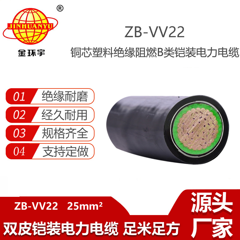 金環(huán)宇電線電纜 b類(lèi)阻燃鎧裝電纜 vv22電力電纜ZB-VV22-25平方